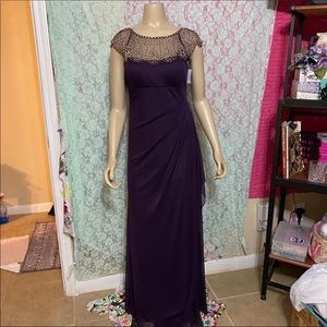 dj jaz cap sleeve embellished evening gown